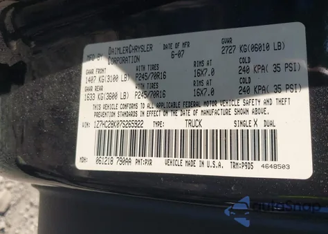 2007 Mitsubishi Raider Ls z USA, uszkodzony, nr VIN 1Z7HC28K07S265922